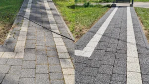 Före och efterbild på marksten